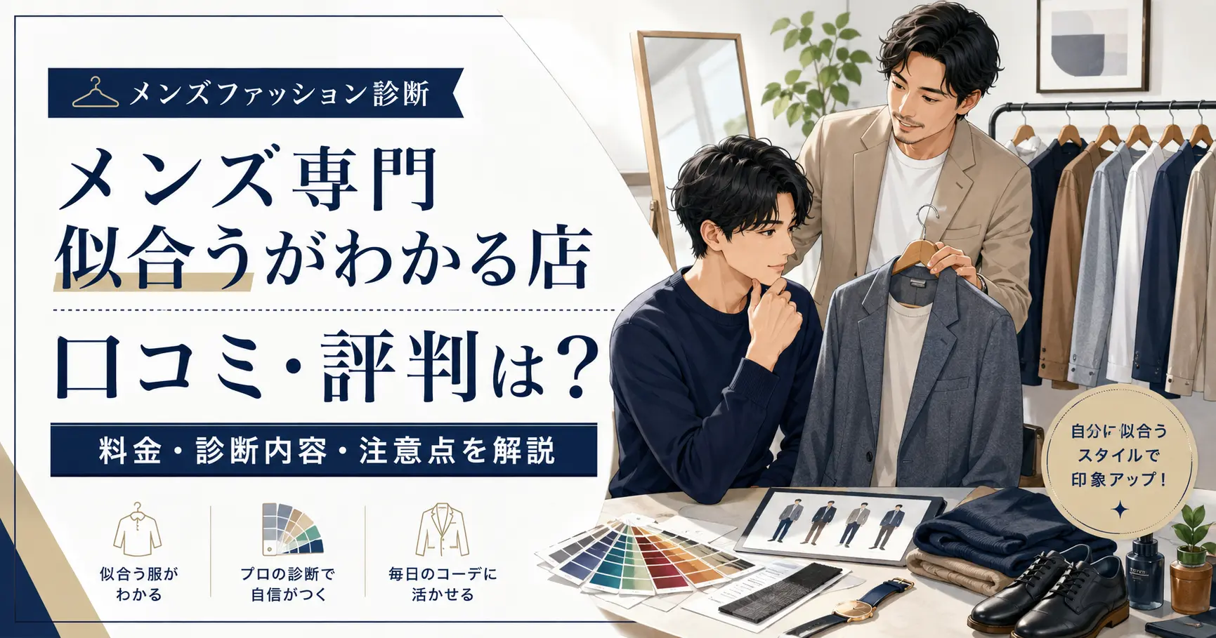 メンズ専門似合うがわかる店の口コミ・評判は?料金・診断内容・注意点を解説